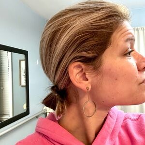 Goldtone Bar & Circle Drop Stud Earrings